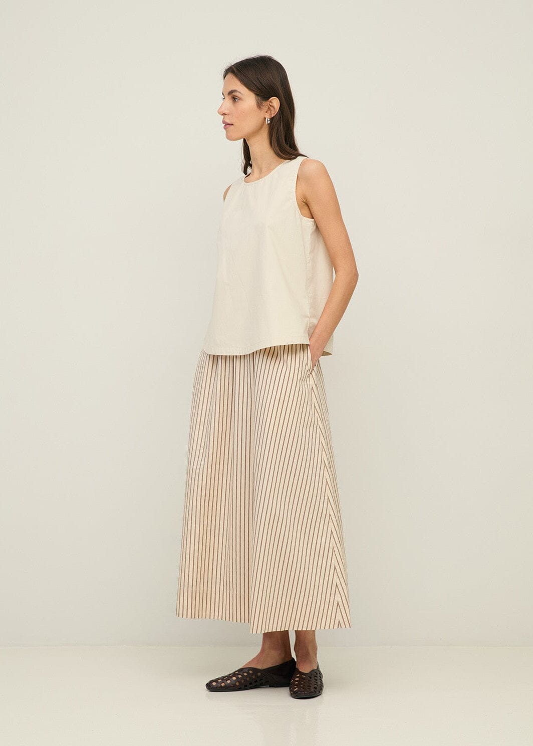 Midi Poplin Cotton Skirt | 44837 | Yerse Skirt Yerse