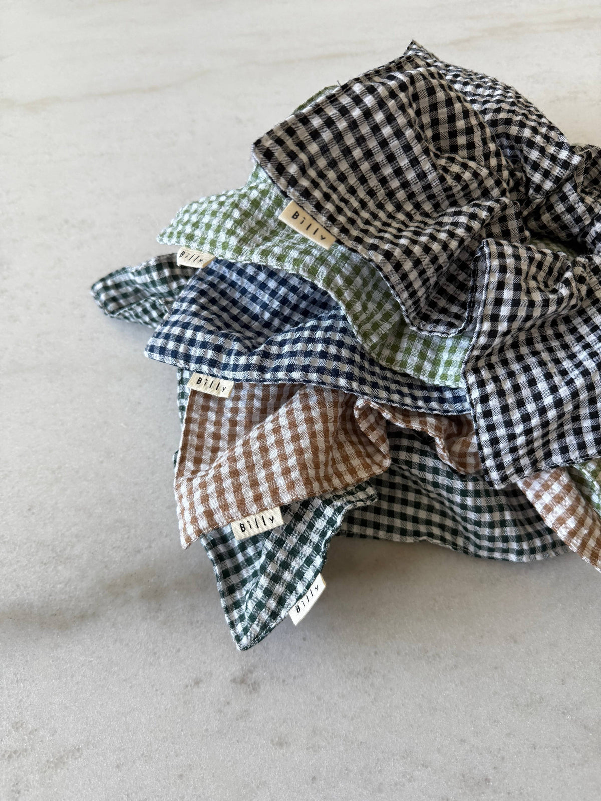MINI GINGHAM DIAMOND SCRUNCHIES - neutral Billy Bamboo
