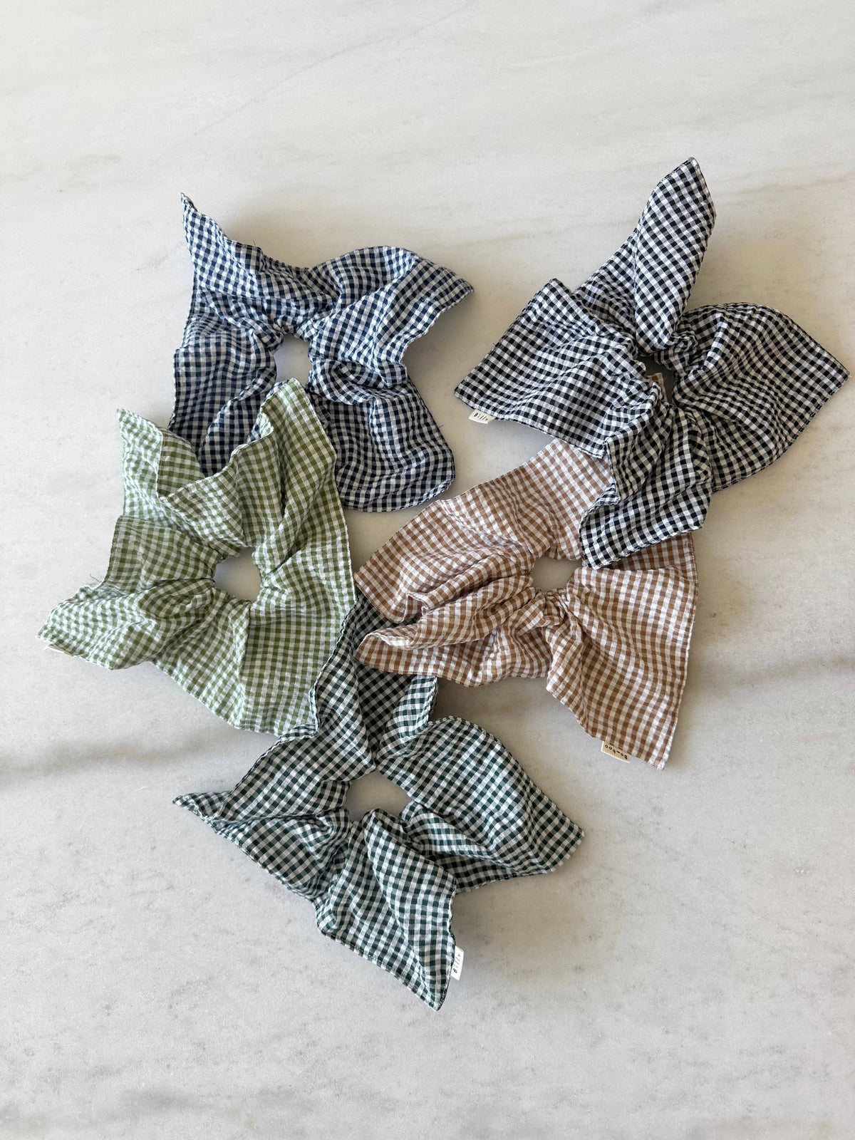 MINI GINGHAM DIAMOND SCRUNCHIES - neutral Billy Bamboo