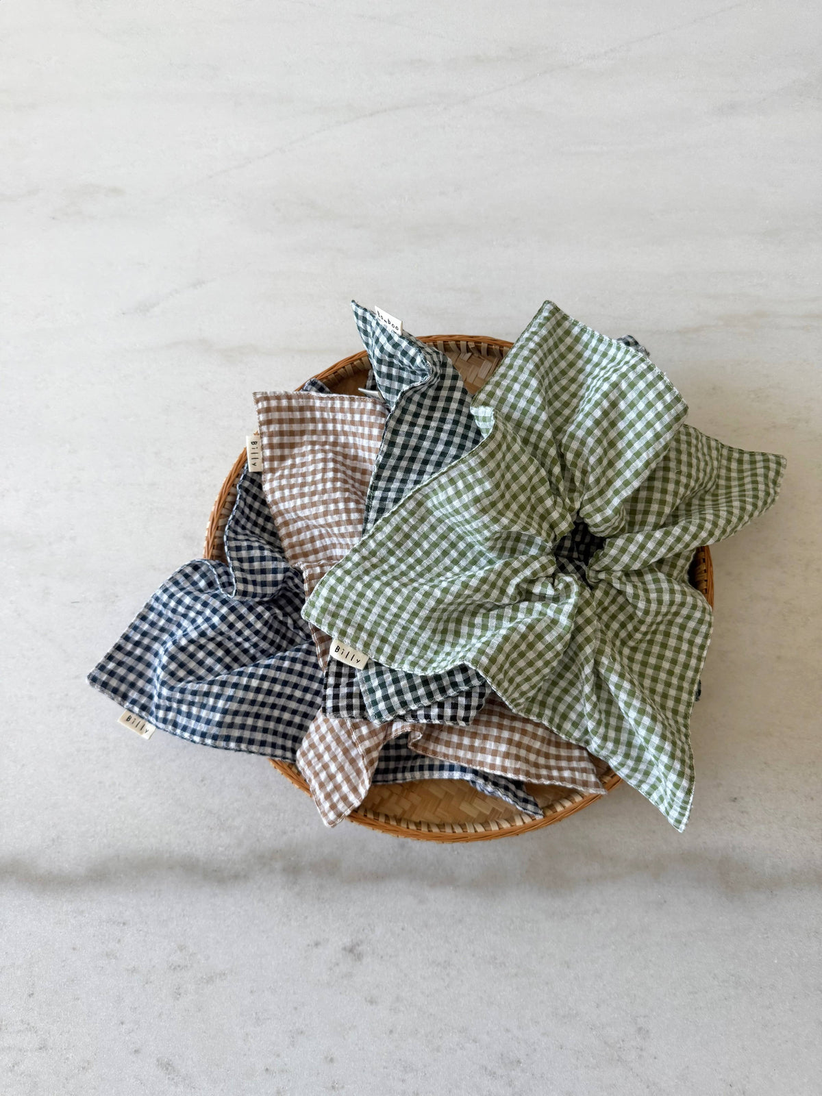 MINI GINGHAM DIAMOND SCRUNCHIES - neutral Billy Bamboo