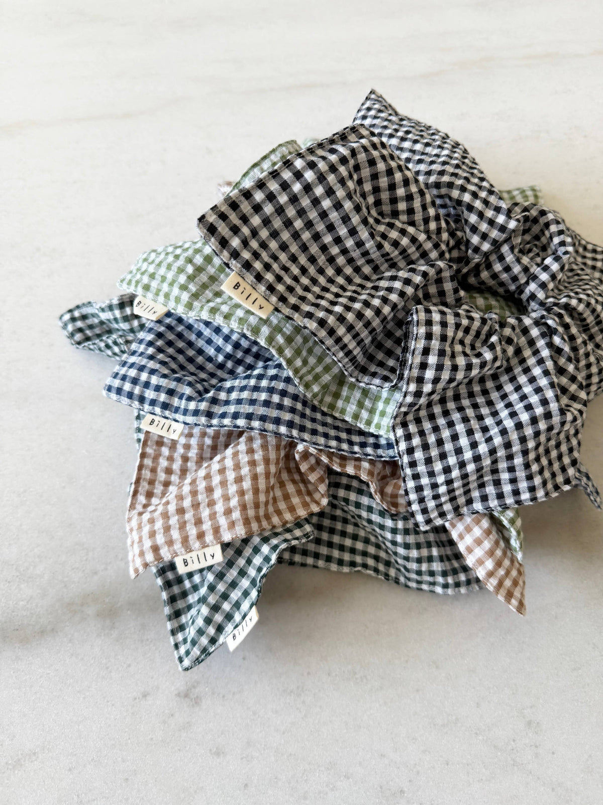 MINI GINGHAM DIAMOND SCRUNCHIES - neutral Billy Bamboo
