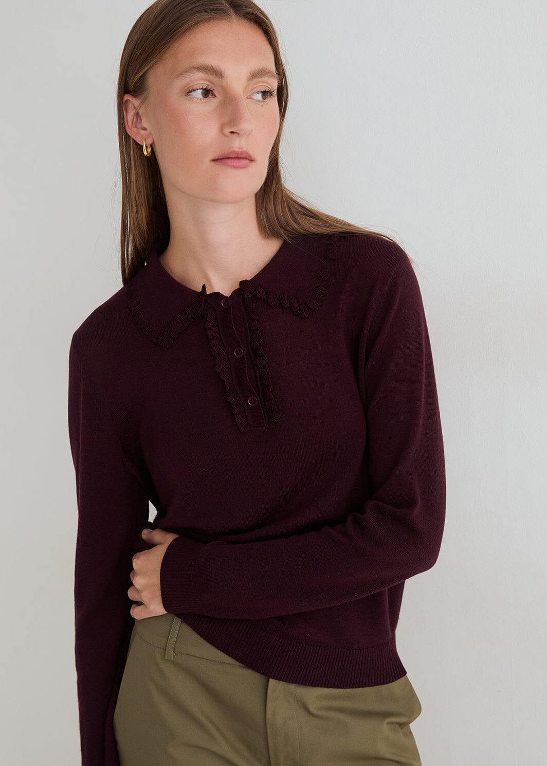 Plum Wool Blend Polo Knit | 45525 | Yerse Jumper Yerse