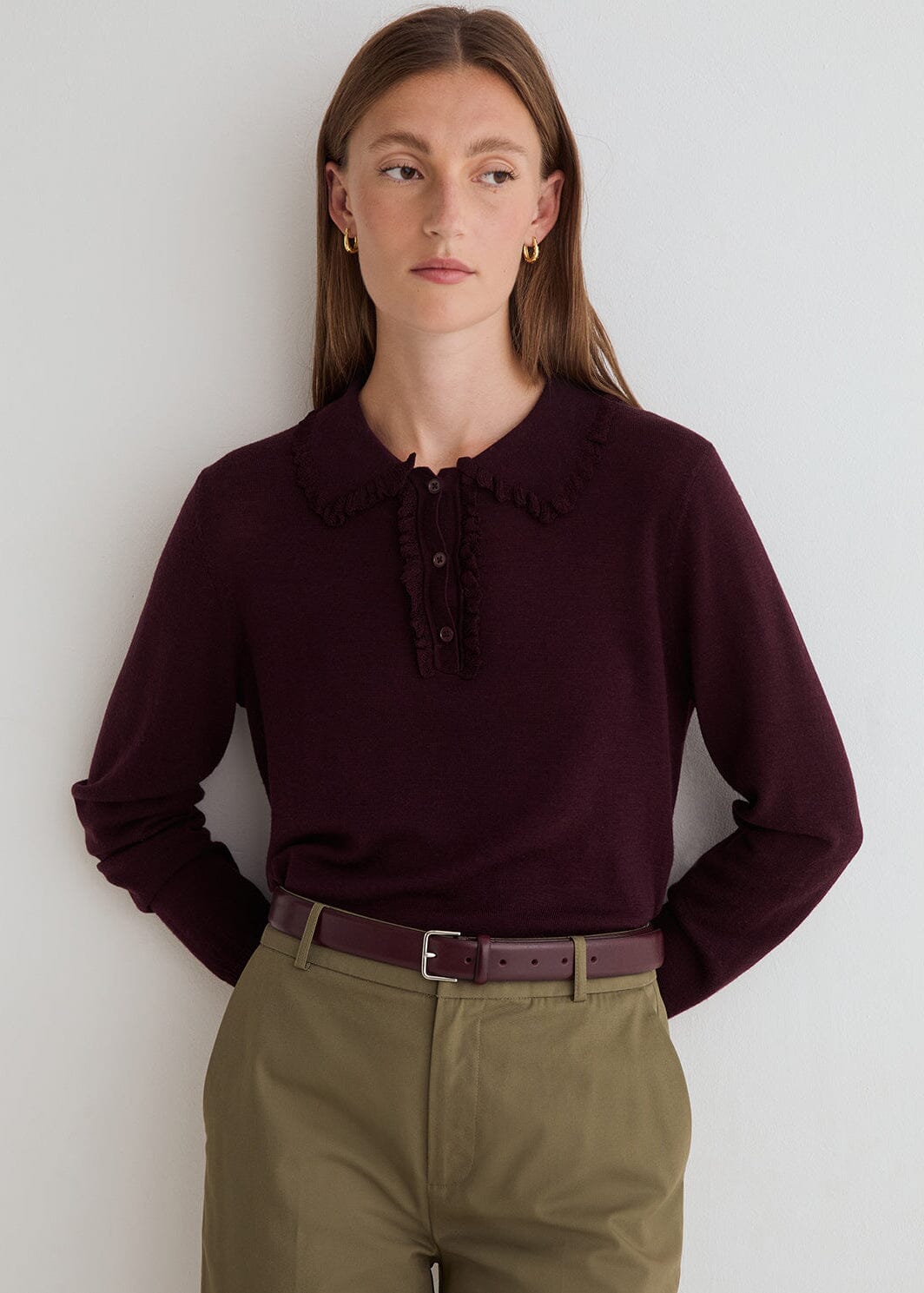 Plum Wool Blend Polo Knit | 45525 | Yerse Jumper Yerse