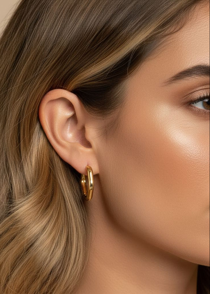 Refined Geo Hoops 18k Gold Plated Waterproof Earrings Gold Lunar