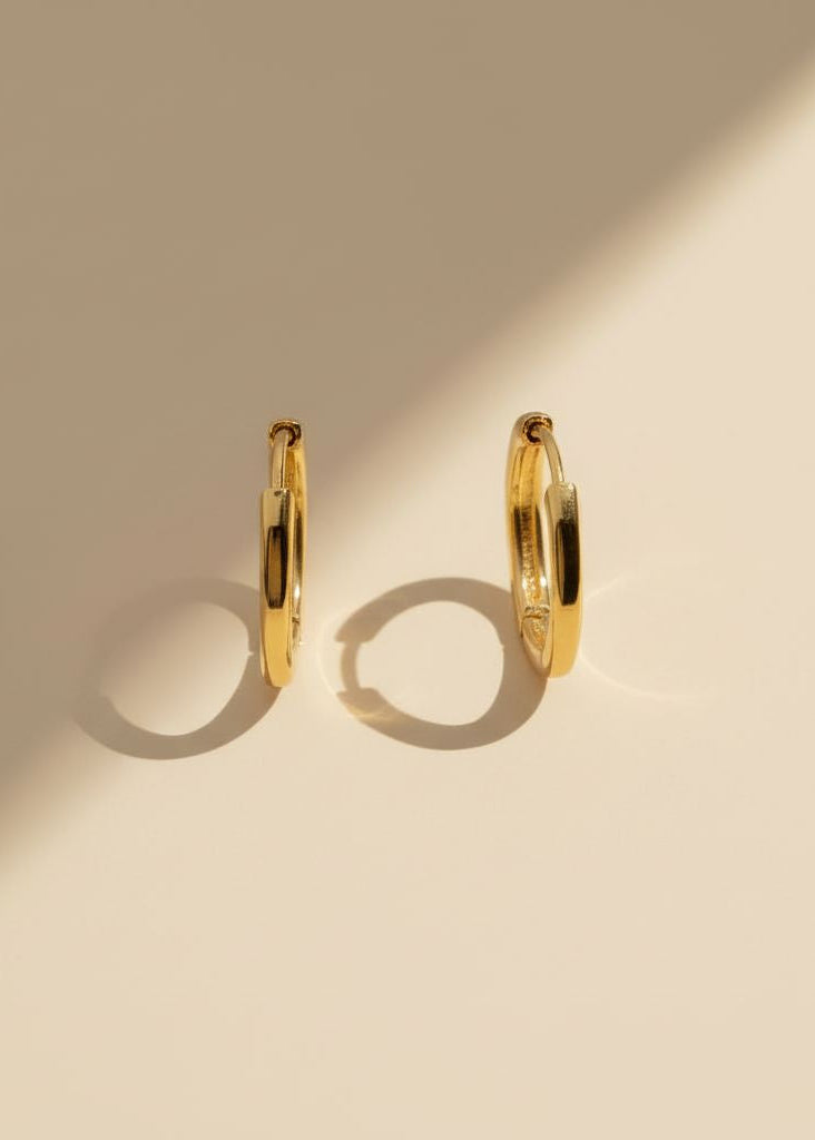 Refined Geo Hoops 18k Gold Plated Waterproof Earrings Gold Lunar