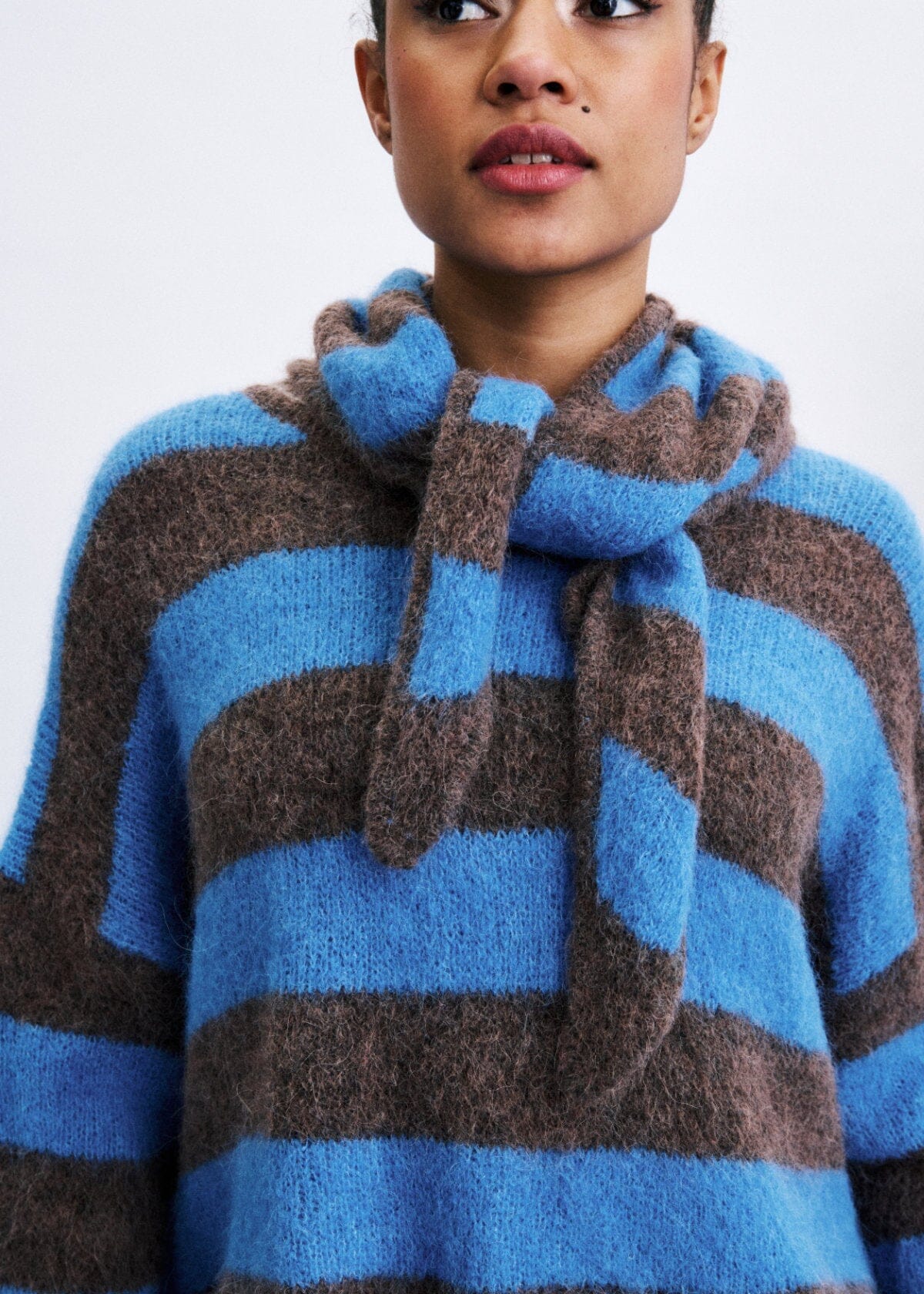 Set De Pull-Echarpe | Chunky Stripe Knit & Triangle Scarf | FRNCH Jumper FRNCH