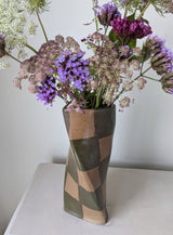 Smokey Olive Check Twist Vase Rosie Gore