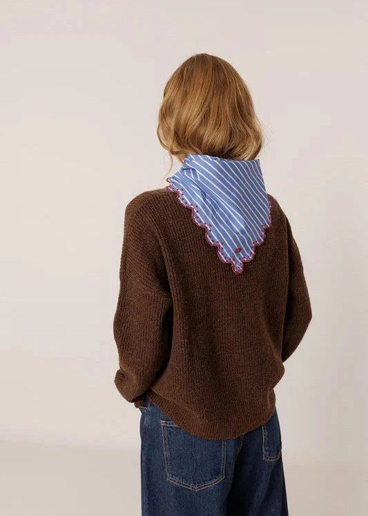 Striped Poplin Neckerchief | Indi & Cold Print Scarf Indi & Cold