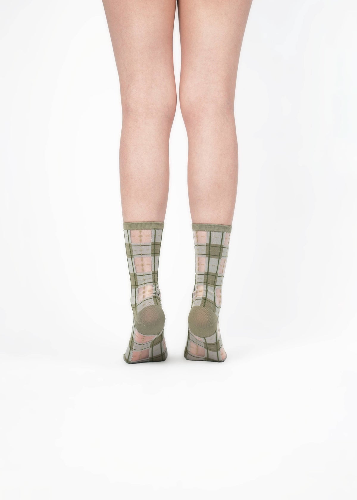 Tartan Sheer Socks - Sage Green PAPERSELF