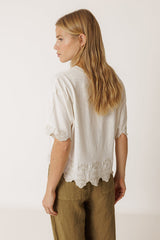 Embroidered Border T-Shirt | Indi & Cold
