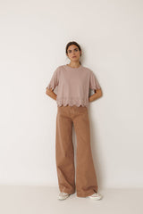 Embroidered Border T-Shirt | Indi & Cold