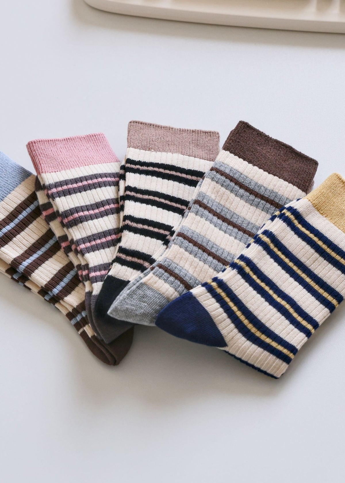 Women's Retro Striped Cotton Socks - Soft & Breathable Happy Knits