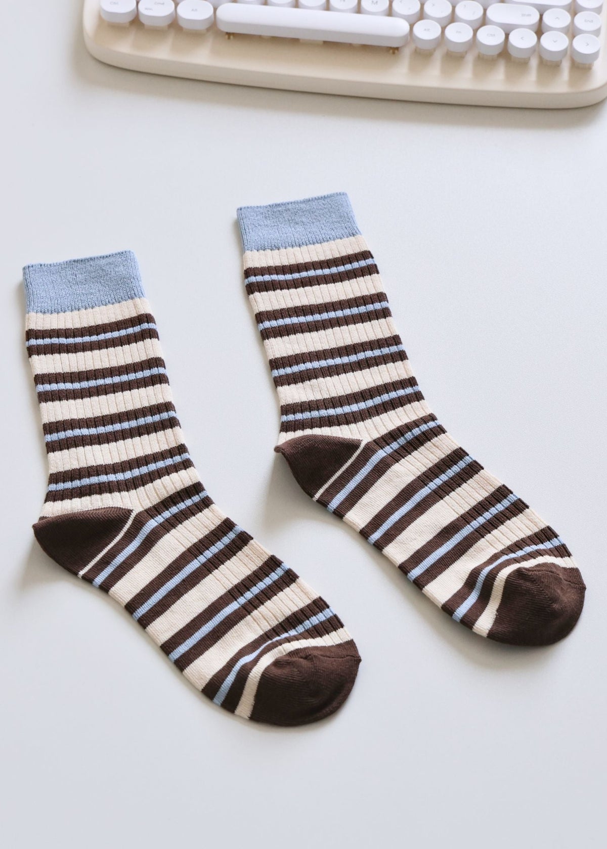 Women's Retro Striped Cotton Socks - Soft & Breathable Happy Knits