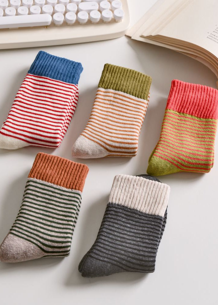 Women's Striped Cotton Socks - Soft, Breathable & Stylish Happy Knits