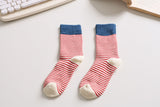 Women's Striped Cotton Socks - Soft, Breathable & Stylish Happy Knits
