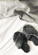Mayberry Fluffy Slider Slipper | Frost Black | EMU Australia Slippers EMU Australia