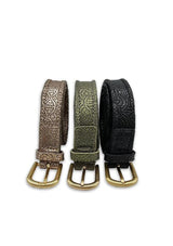 Olive Punched Detail Leather Belt | Kenwood | Nook Design Belt Nooki