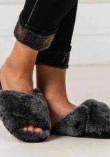 Mayberry Fluffy Slider Slipper | Frost Black | EMU Australia Slippers EMU Australia