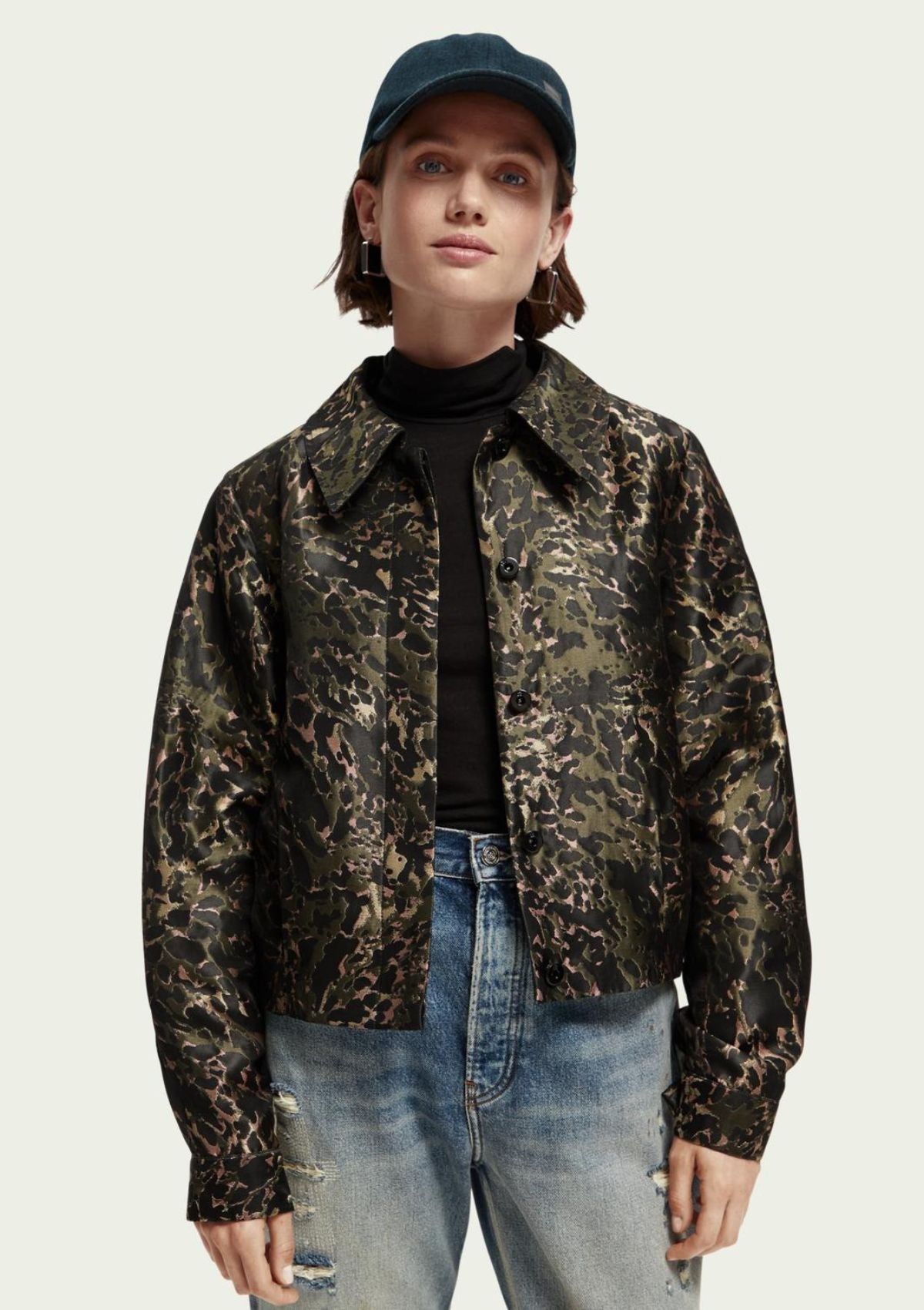 Animal Jacquard Jacket | Leocamo Dark Olive | Scotch & Soda Jacket Scotch & Soda