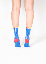 Grids with Polka Dots Sheer Socks - Blue PAPERSELF