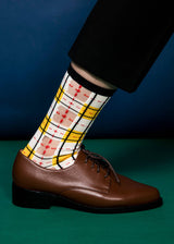 Tartan Sheer Socks - Yellow and Black PAPERSELF