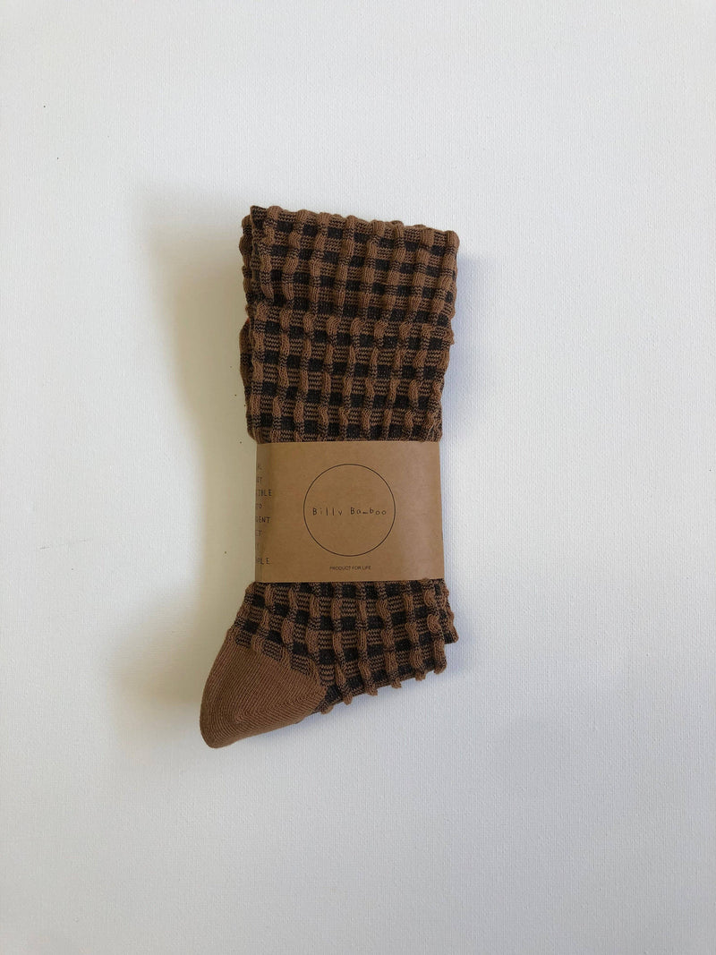 GINGHAM WAFFLE SOCKS - neutral Billy Bamboo
