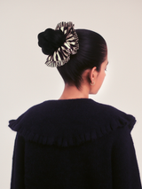 Swirl Scrunchie – Aubergine and Cream Stripe