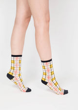 Tartan Sheer Socks - Yellow and Black PAPERSELF