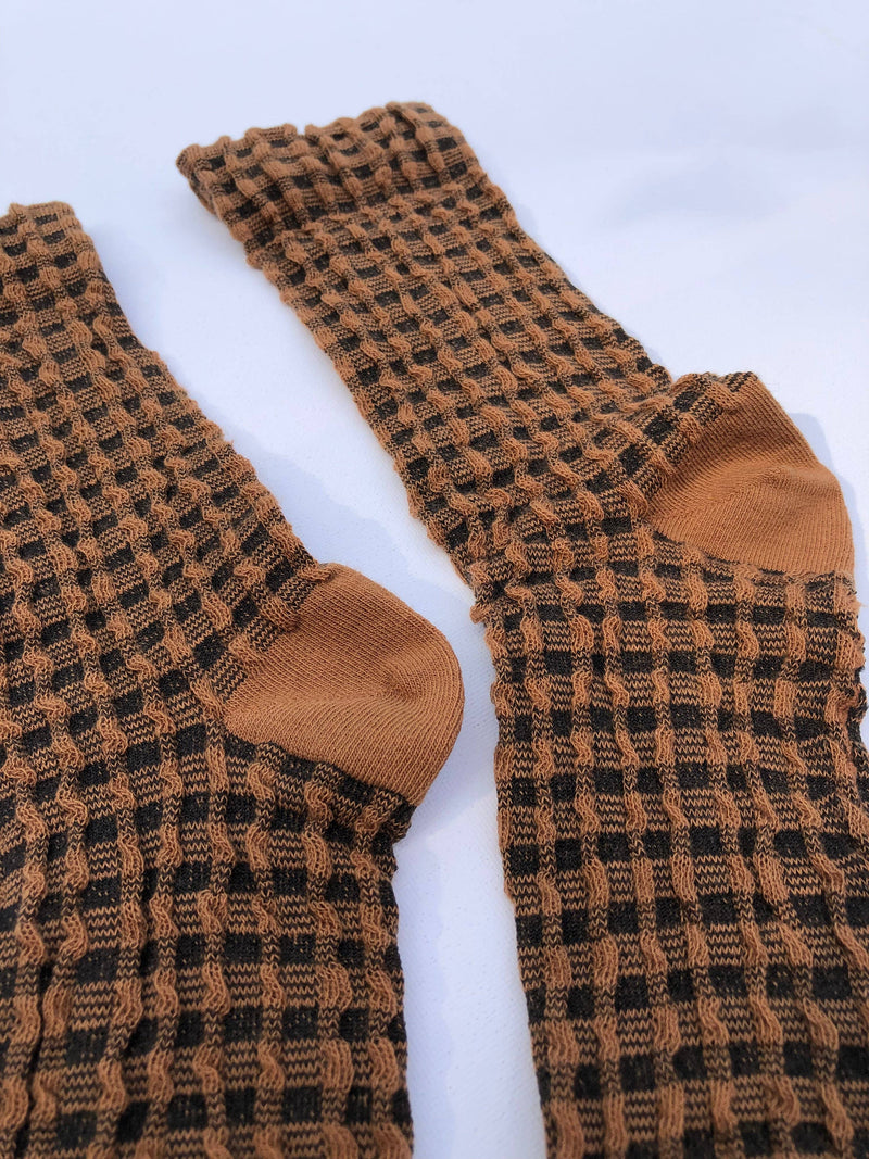 GINGHAM WAFFLE SOCKS - neutral Billy Bamboo
