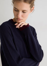 Cashmere Blend Navy Bordeaux Jumper | 45513 | Yerse