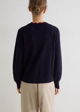 Cashmere Blend Navy Bordeaux Jumper | 45513 | Yerse