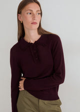 Plum Wool Blend Polo Knit | 45525 | Yerse