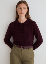 Plum Wool Blend Polo Knit | 45525 | Yerse