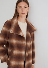Short Handmade Coat With Stand Collar | Checks | 45608 | Yerse