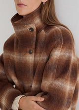 Short Handmade Coat With Stand Collar | Checks | 45608 | Yerse