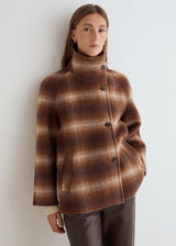 Short Handmade Coat With Stand Collar | Checks | 45608 | Yerse