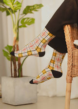 Tartan Sheer Socks - Yellow and Black PAPERSELF