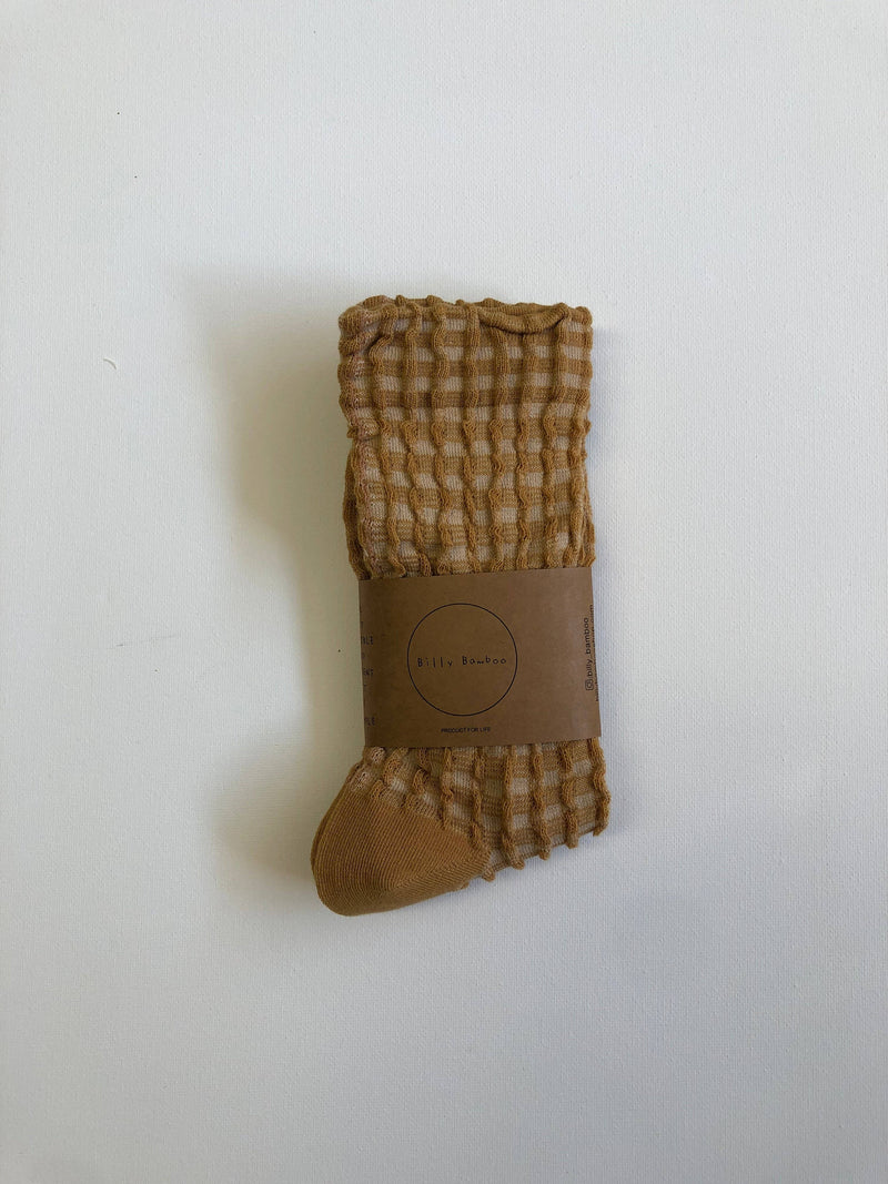 GINGHAM WAFFLE SOCKS - neutral Billy Bamboo