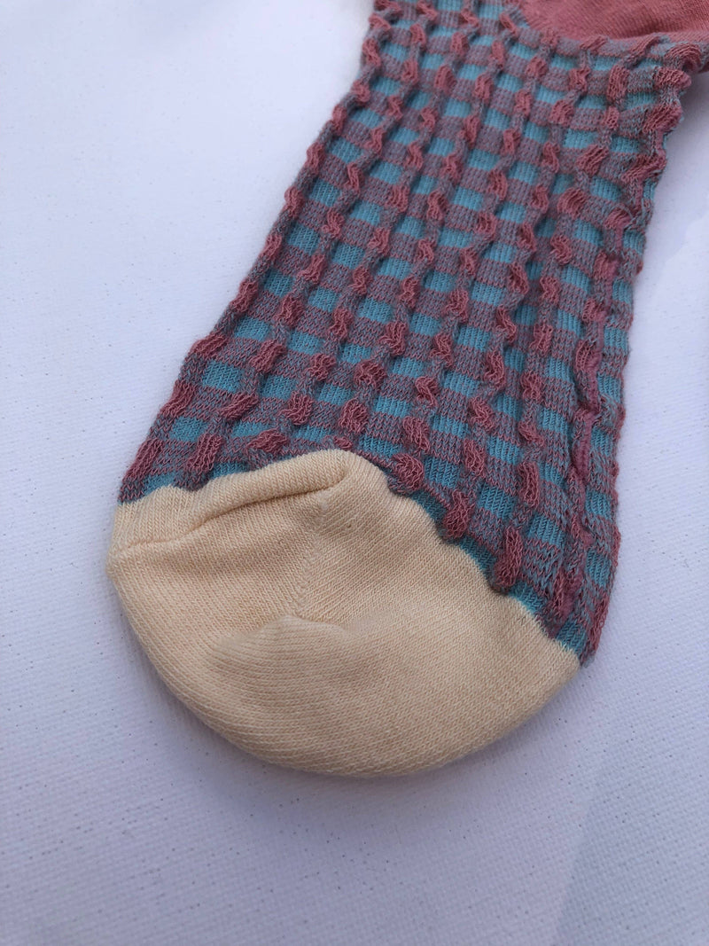 GINGHAM WAFFLE SOCKS - neutral Billy Bamboo