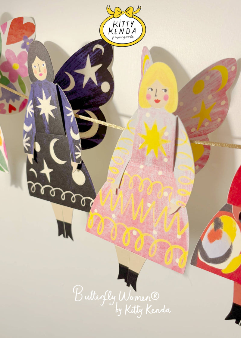 Butterfly Woman Sitting Greeting Card - Cosmic Kitty Kenda Papergoods