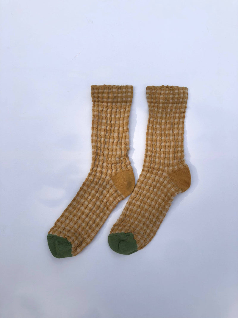 GINGHAM WAFFLE SOCKS - neutral Billy Bamboo
