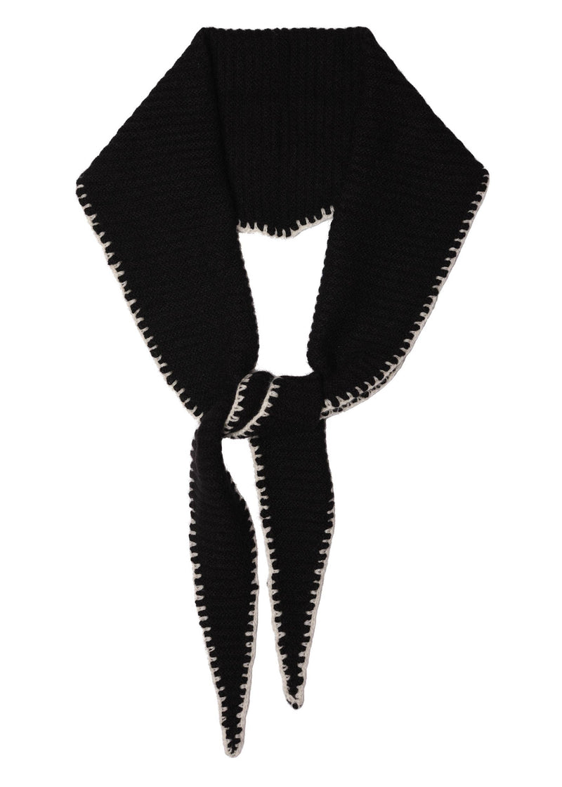 Black Stitch Edge Cashmere Diamond Skinny Scarf Somerville Scarves