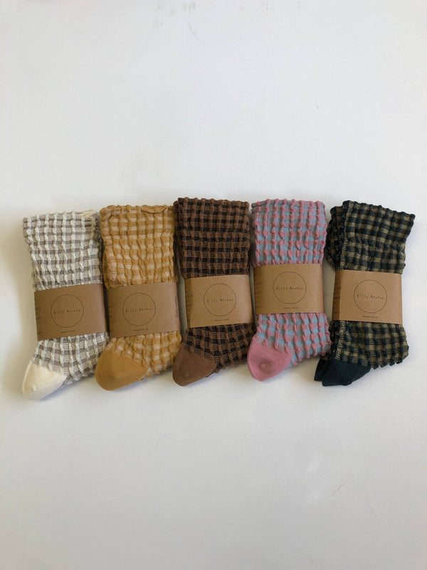 GINGHAM WAFFLE SOCKS - neutral Billy Bamboo