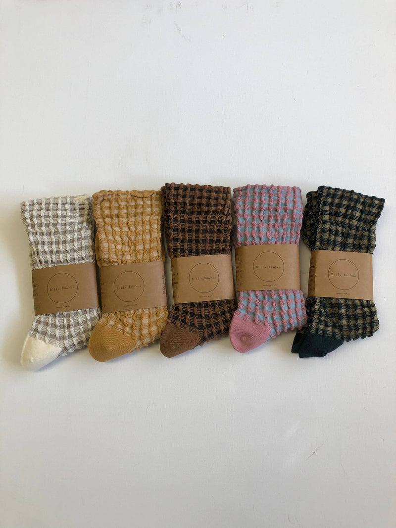 GINGHAM WAFFLE SOCKS - neutral Billy Bamboo