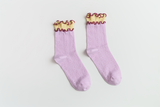 Women’s Colorblock Cotton Socks – Lightweight Ruffle Trim