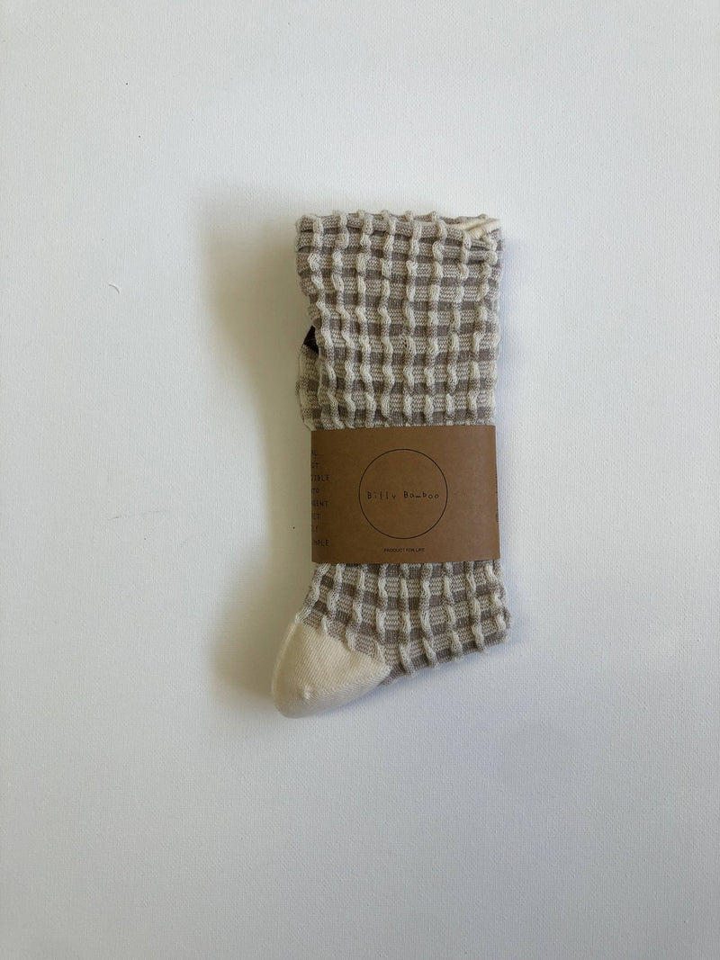 GINGHAM WAFFLE SOCKS - neutral Billy Bamboo