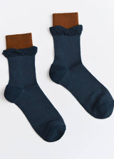 Women’s Colorblock Cotton Crew Socks – Lightweight Summer Happy Knits