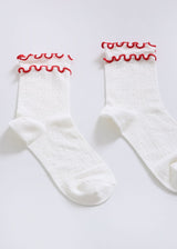 Women's Ruffle Trim Cotton Socks - Lightweight & Colorblock Happy Knits