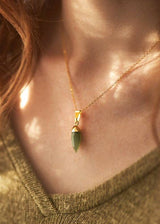 Aventurine Gemstone Crystal Spike Gold Necklace Pendant