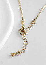 Gold necklace with a clasp on a white background